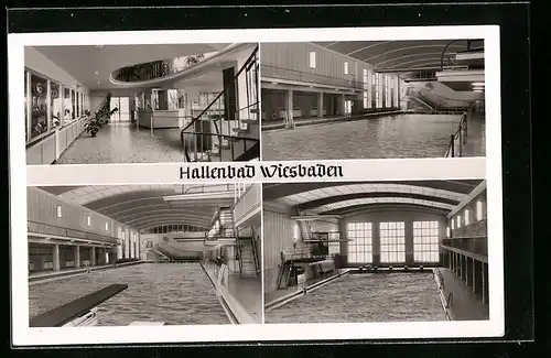 AK Wiesbaden, Hallenbad mit Sprungturm