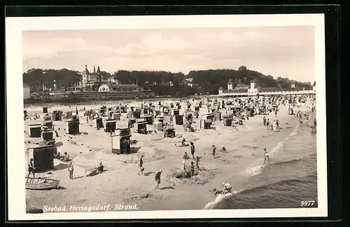 AK Heringsdorf, Strand mit Strandkörben