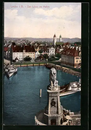AK Lindau i. B., Der Löwe im Hafen