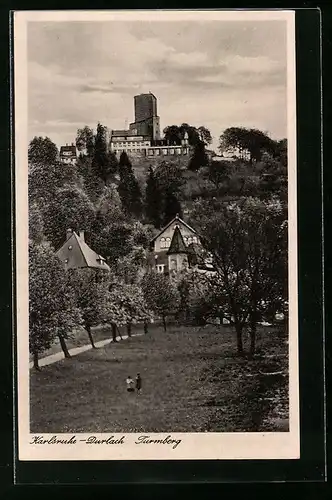 AK Karlsruhe-Durlach, Blick zum Turmberg