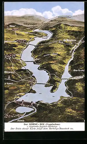 AK Günne, Panoramablick über den Möhne-See