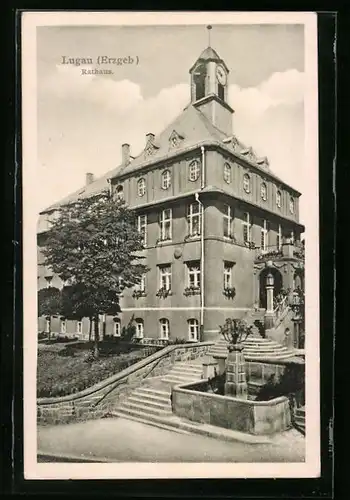 AK Lugau i. Erzgeb., Rathaus im Sonnenschein