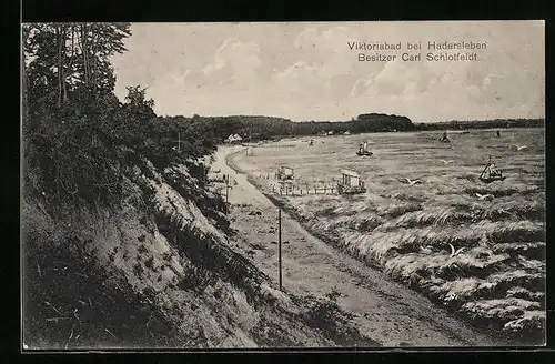 AK Hadersleben, Strand am Viktoriabad von Carl Schlotfeldt