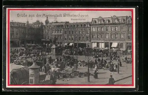 AK Wilhelmshaven, Markthändler auf dem Bismarckplatz