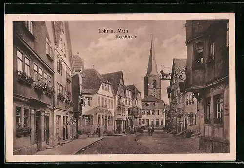 AK Lohr a. Main., Blick durch die Hauptstrasse