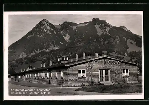 AK Sonthofen, Karpathenkaserne Sonthofen, Baracke mit Grünten