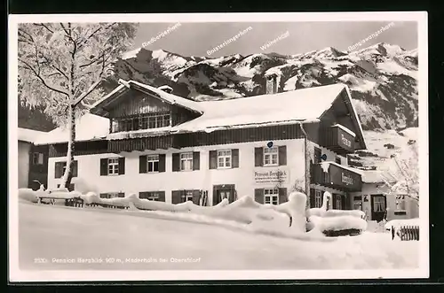 AK Maderhalm b. Oberstdorf, Pension Bergblick im Schnee