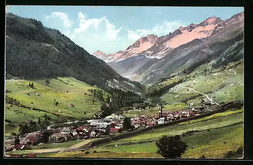 AK Airolo, Blick in`s Bedrettothal, Gotthardbahn