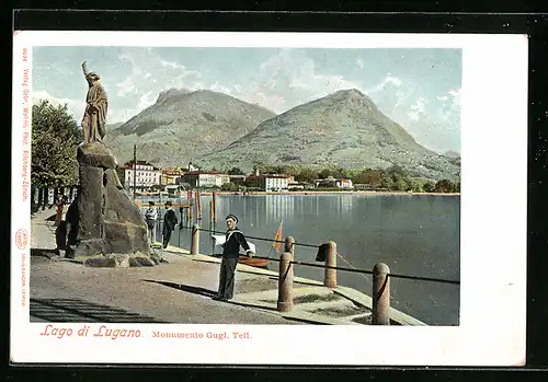 AK Lugano, Monumento Gugl. Tell, Lago di Lugano