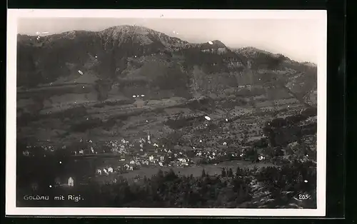 AK Goldau, Ortsansicht mit Rigi