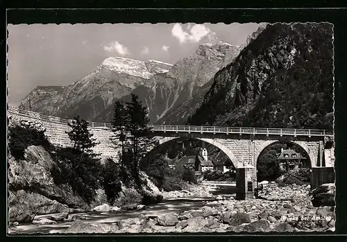 AK Amsteg, Brücke mit Bergpanorama