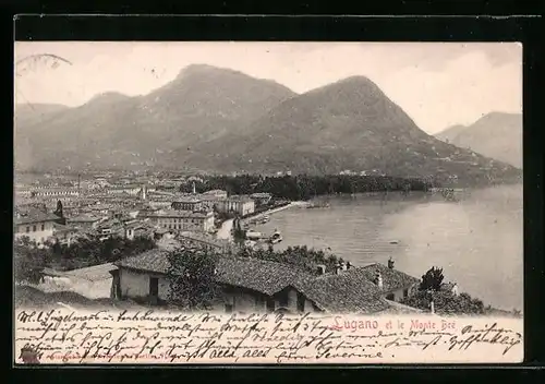 AK Lugano, Ortsansicht m. Monte Bré