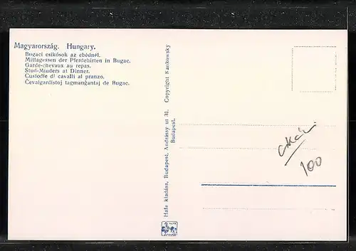 AK Bugac, Mittagessen der Pferdehirten