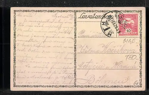 Künstler-AK Paar in ungarischer Volkstracht