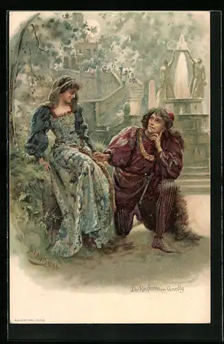 Künstler-AK Szene aus Shakespeares Der Kaufmann von Venedig