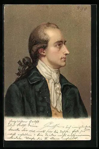 Lithographie Portrait des Dichters Goethe von der Seite