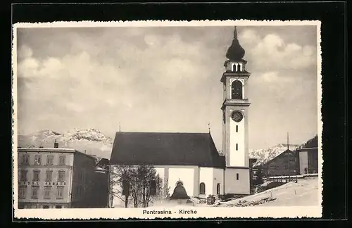 AK Pontresina, Kirche im Schnee