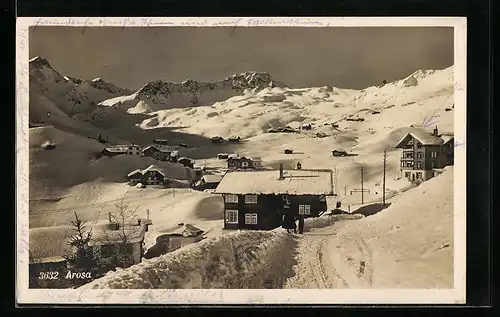 AK Arosa, Ortspartie im Schnee