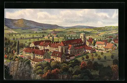 Künstler-AK Mariastein bei Basel, Blick zum Kloster