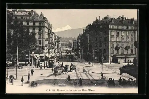 AK Généve, La rue du Mont-Blanc