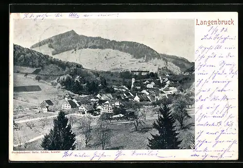 AK Langenbruck, der Ort aus der Vogelschau