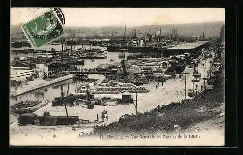 AK Marseille, Vue générale des Bassins de la Joliette