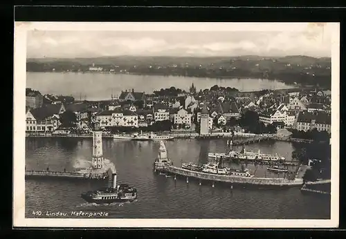 AK Lindau, Fliegeraufnahme der Hafenpartie