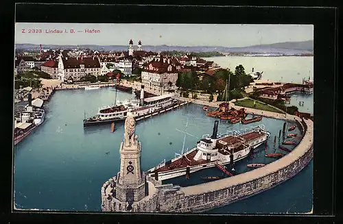 AK Lindau i. B., Fliegeraufnahme vom Hafen