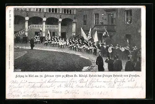 AK Kiel, Festzug zu Ehren des Prinzen Heinrich von Preussen 1900 - Musikkapelle