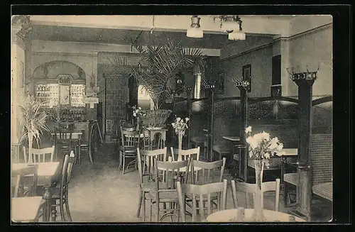 AK Eckernförde, Konditorei und Cafe F. Ringer, Innenansicht