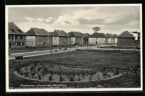 AK Nordenham-Einswarden, Marktplatz mit Strtasse und Siedlungshäusern
