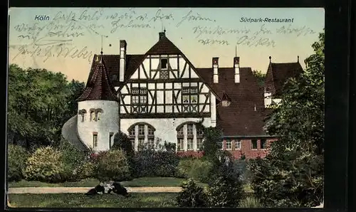 AK Köln-Marienburg, Südpark-Restaurant mit Parkanlage