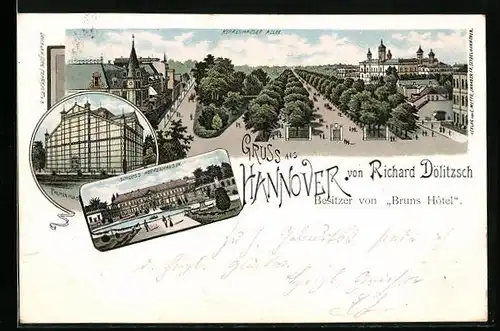Lithographie Hannover, Blick über die Stadt