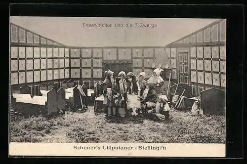AK Stellingen, Scheuer`s Liliputaner, Sneewittchen und die 7 Zwerge