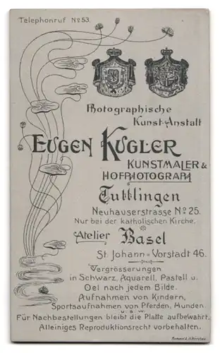 Fotografie Eugen Kugler, Tuttlingen, Neuhauserstrasse 25, Junge Dame mit zurückgebundenem Haar