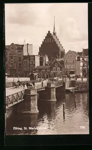 AK Elbing, Gasthof Goldner Stern und Marienkirche