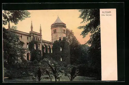 AK Hamburg-Altona, Villa Donner im Abendlicht