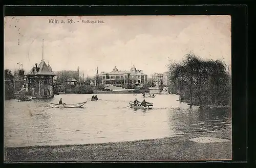 AK Köln-Neustadt, Volksgarten, Teich mit Ruderbooten