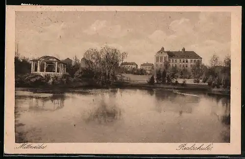 AK Mittweida, Realschule vom Teich gesehen