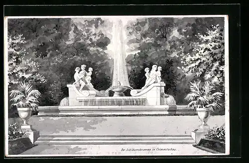 AK Crimmitschau, Darstellung vom Jubiläumsbrunnen
