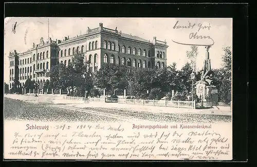 AK Schleswig, Regierungsgebäude und Kanonendenkmal