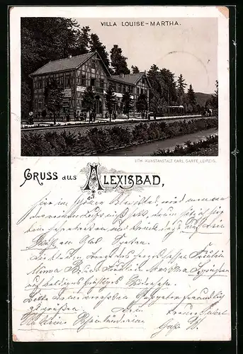 Vorläufer-Lithographie Alexisbad, Villa Louise-Martha, 1894