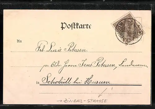 AK Husum, Zingel-Strasse mit Fotografie-Geschäft H. Knittel