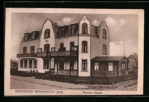 AK Wenningstedt /Sylt, Nordseebad, Pension Klasen