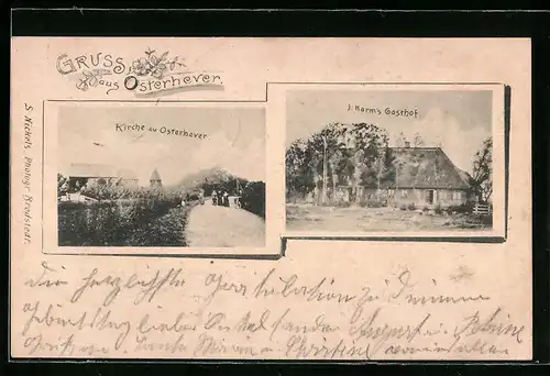 AK Osterhever, J. Harm`s Gasthof, Kirche