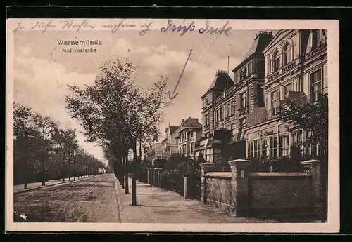 AK Warnemünde, Partie in der Moltkestrasse