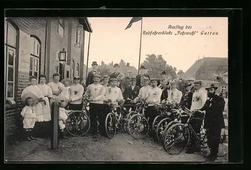 AK Guttau, Ausflug des Radfahrerklubs Fahrwohl - Teilnehmer mit Fahrrädern