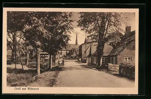 AK Witzwort, Strassenpartie mit Blick auf Kirche