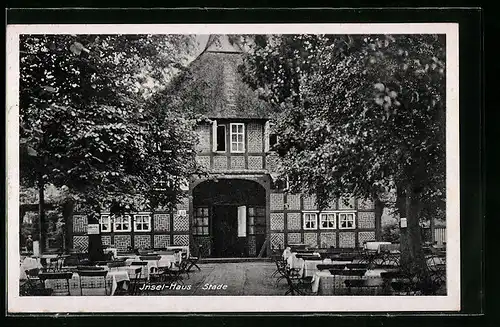 AK Stade, Gaststätte Insel-Haus, Gartenansicht