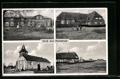 AK Humptrup, Kirche, Gutshäuser, Geschäftshaus H. Jensen Süderlügum 3